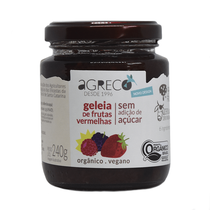 Geleia de frutas vermelhas sem açúcar orgânica 240g - Agreco