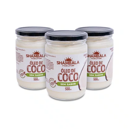 Kit 3 Óleo de coco sem sabor 500ml