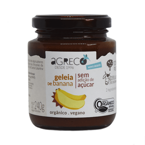 Geleia de banana s/ acucar 240g org. - agreco