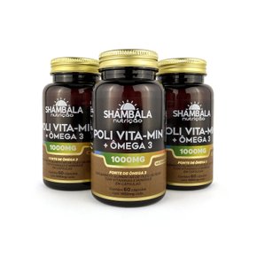 Kit 3 Poli vita-min com ômega 3 60 cápsulas de 1000mg