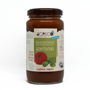 Molho de tomate azeitonas org. 325g - agreco
