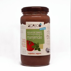 Molho de tomate manjericao org. 325g - agreco